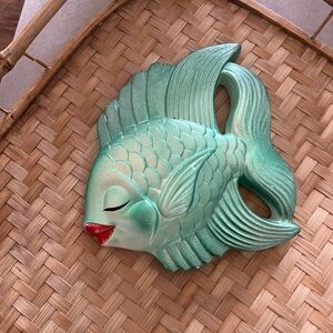 Vintage chalkware fish wall figurine